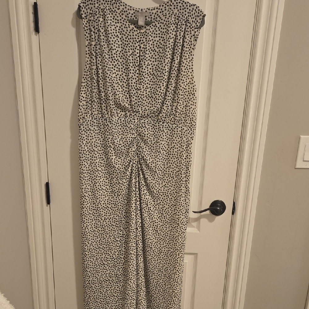 Elegant Black and White Polka Dot Midi Dress